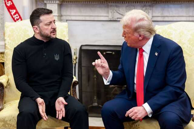 Trump és Zelenszkij a Fehér Ház Ovális Irodájában