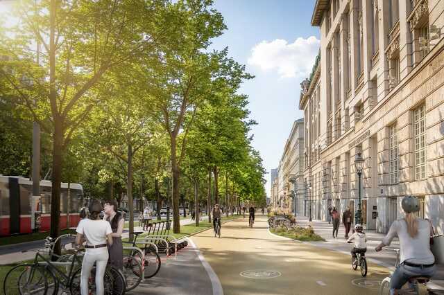 A bécsi Ring első fejlesztési szakaszának (Schottenring–Schottentor) látványterve