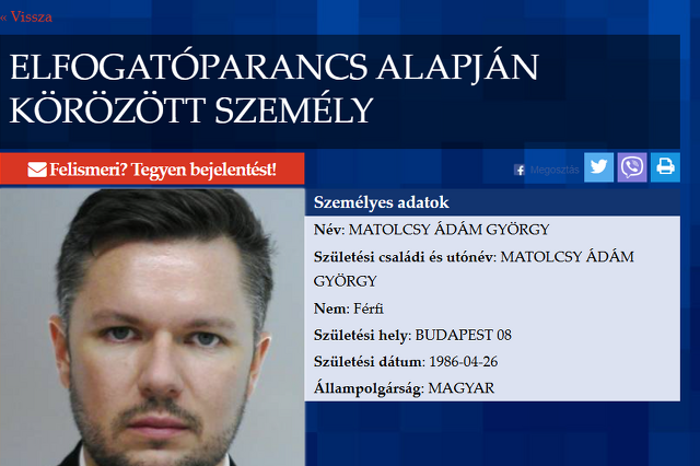 Körözik Matolcsy Ádámot