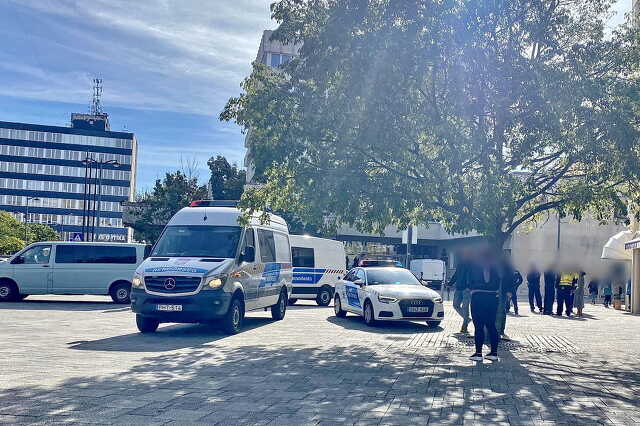 Rendőrök érkeztek a gázspray-s, húsklopfolós, seprűnyeles garázdaság résztvevőihez Fotó: Olvasó