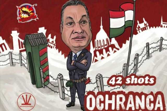 Orbán Viktor karikatúrája egy tűzijátékon
