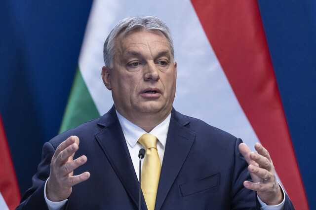 Orbán Viktor miniszterelnök évindító nemzetközi sajtótájékoztatóján a Karmelita kolostorban 2020. január 9-én
