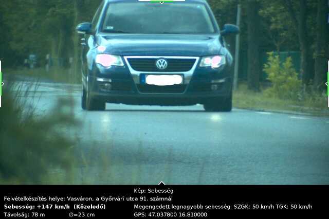 147 km/órával bemterületen, Vasváron