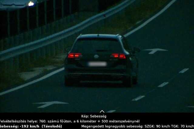 Gyorshajtás 192 km/h-val Zalában
