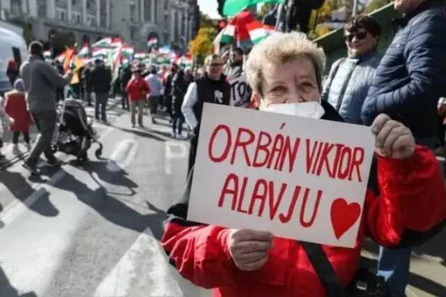 Orbán-rajongó tüntető