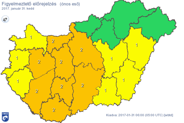 Riasztást adtak ki az ónos eső miatt