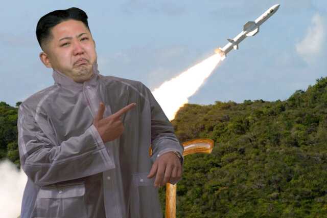 Kim Dzsong Un rakétával