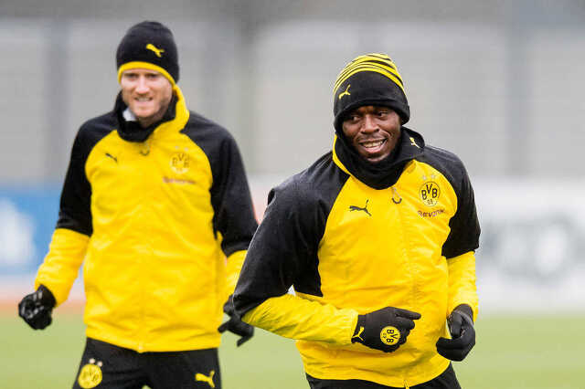 Usain Bolt a Dortmund edzésén