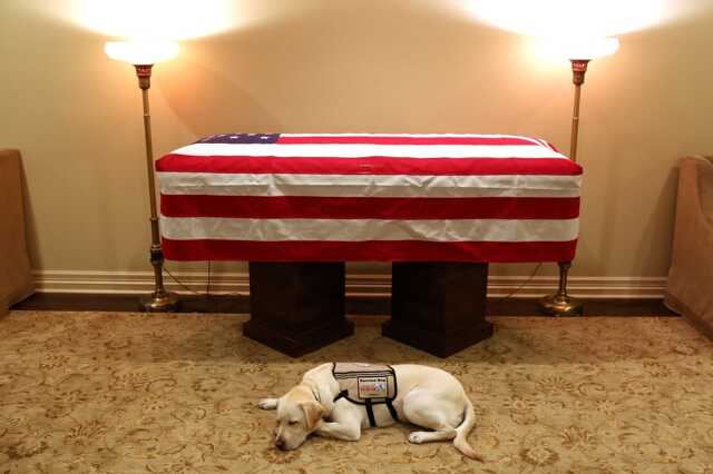 Kutyája is elbúcsúzott George H. W. Bush volt amerikai elnöktől