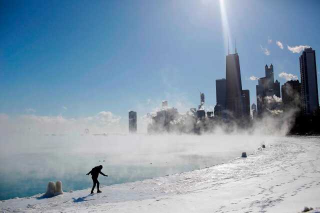 Így gőzölög a Michigan-tó a -29 fokban.