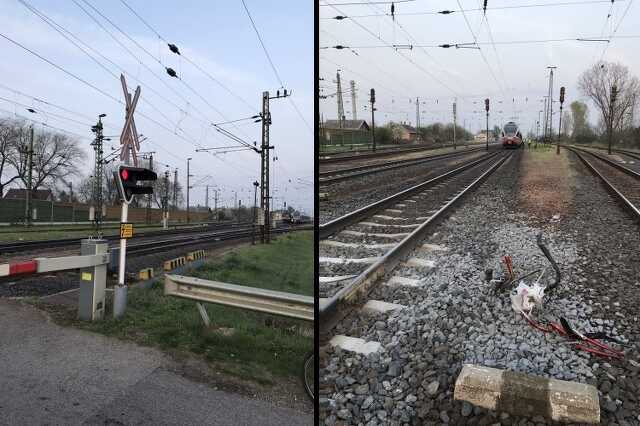 Halálra gázolt a vonat egy biciklist, aki tilos jelzés ellenére át akart hajtani a síneken Győr közelében