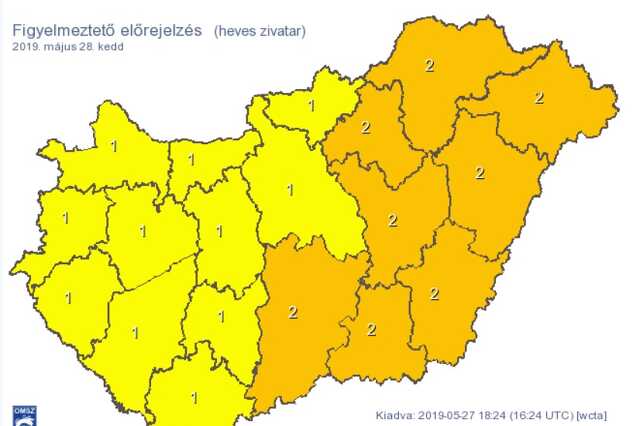 Az egész országra riasztást adott ki a meteorológiai szolgálat a heves zivatarok miatt