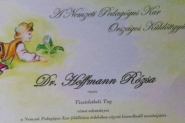 Hoffmann Rózsa oklevele
