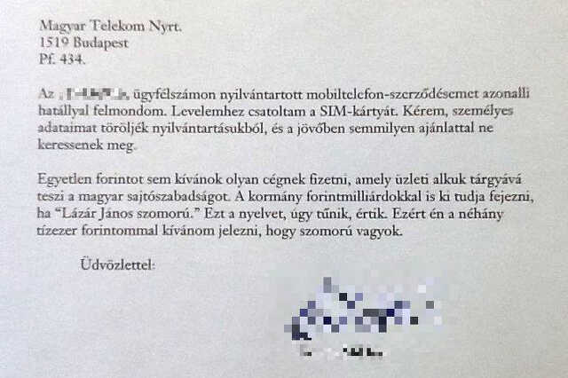 Telekom szerződés felmondás
