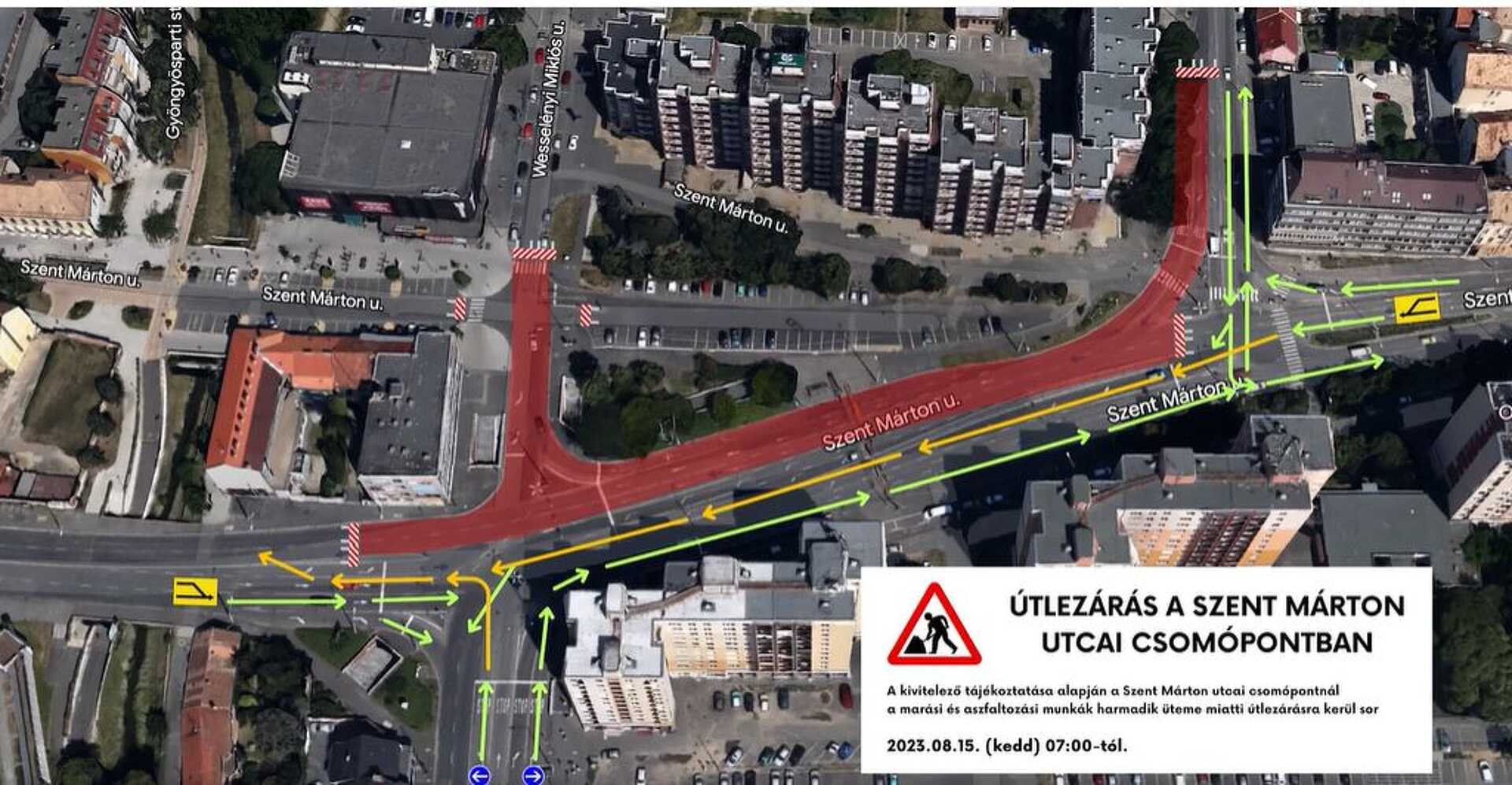 Újabb forgalomkorlátozás a Szent Márton utcai csomópont miatt 