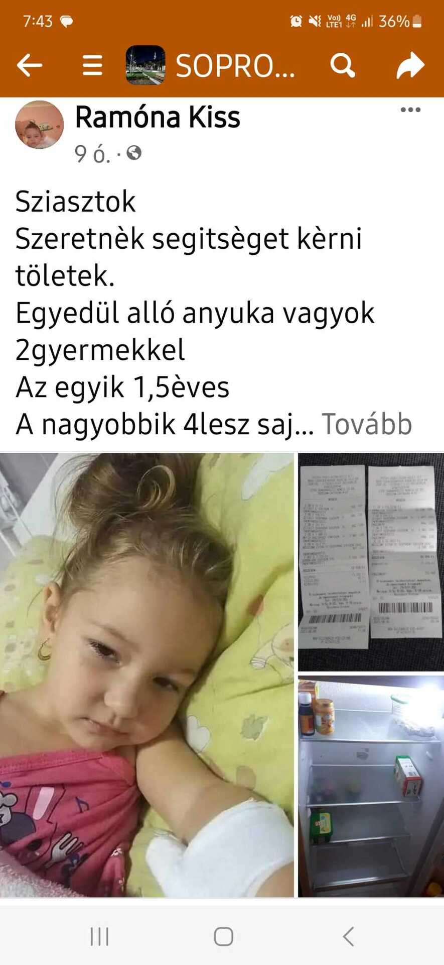  A csaló egyik posztja.