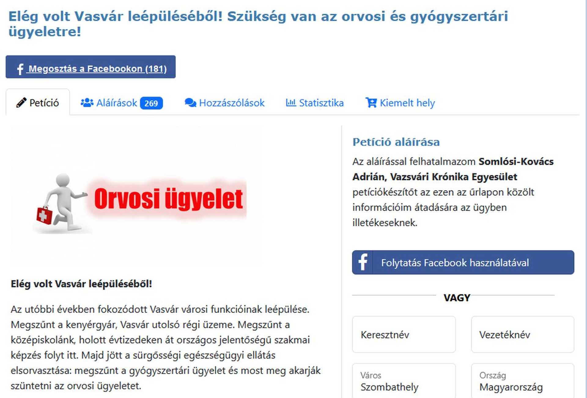 A képre kattintva a vasvári petíció jön be