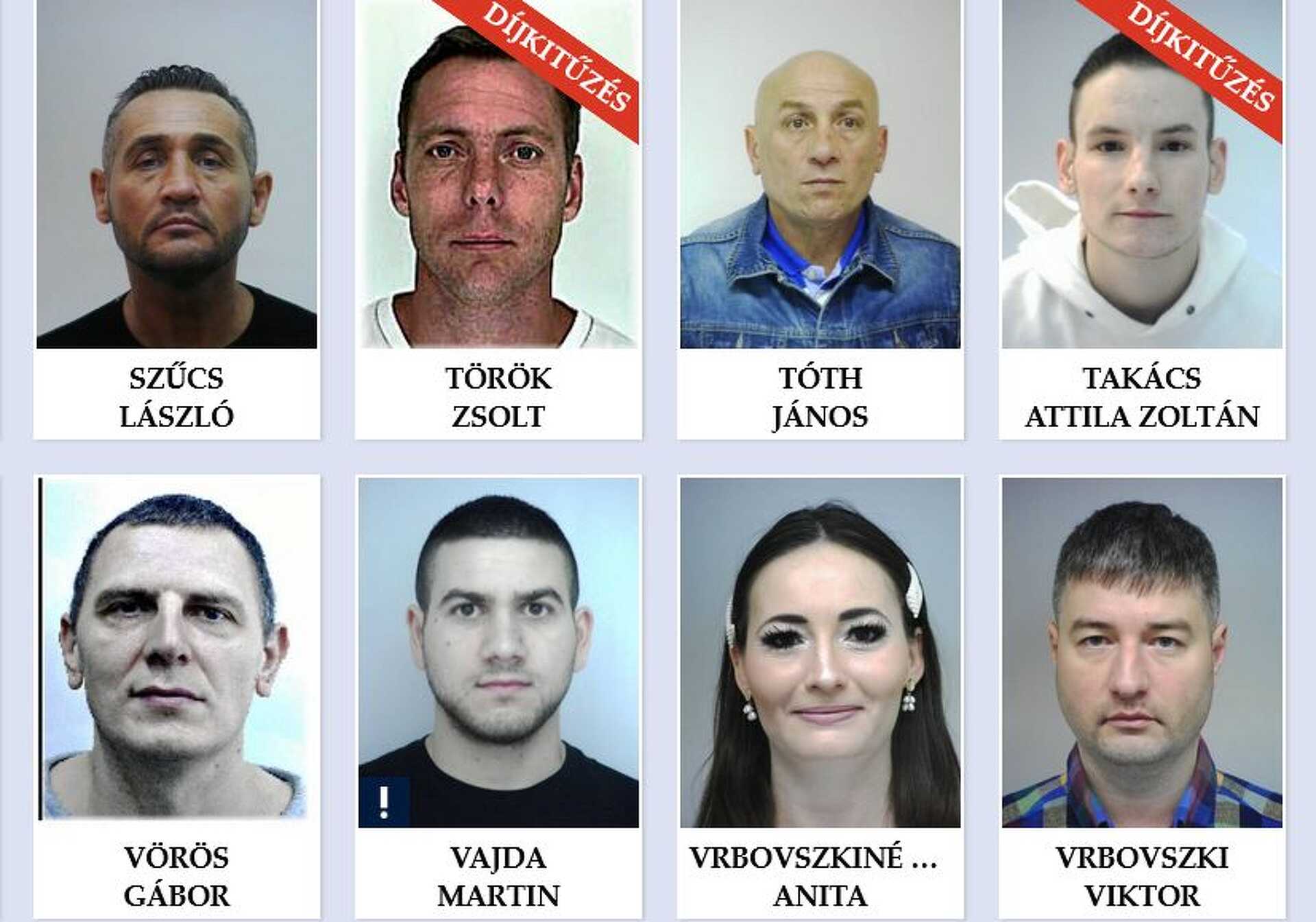 Nyolc körözött a TOP50-es listáról