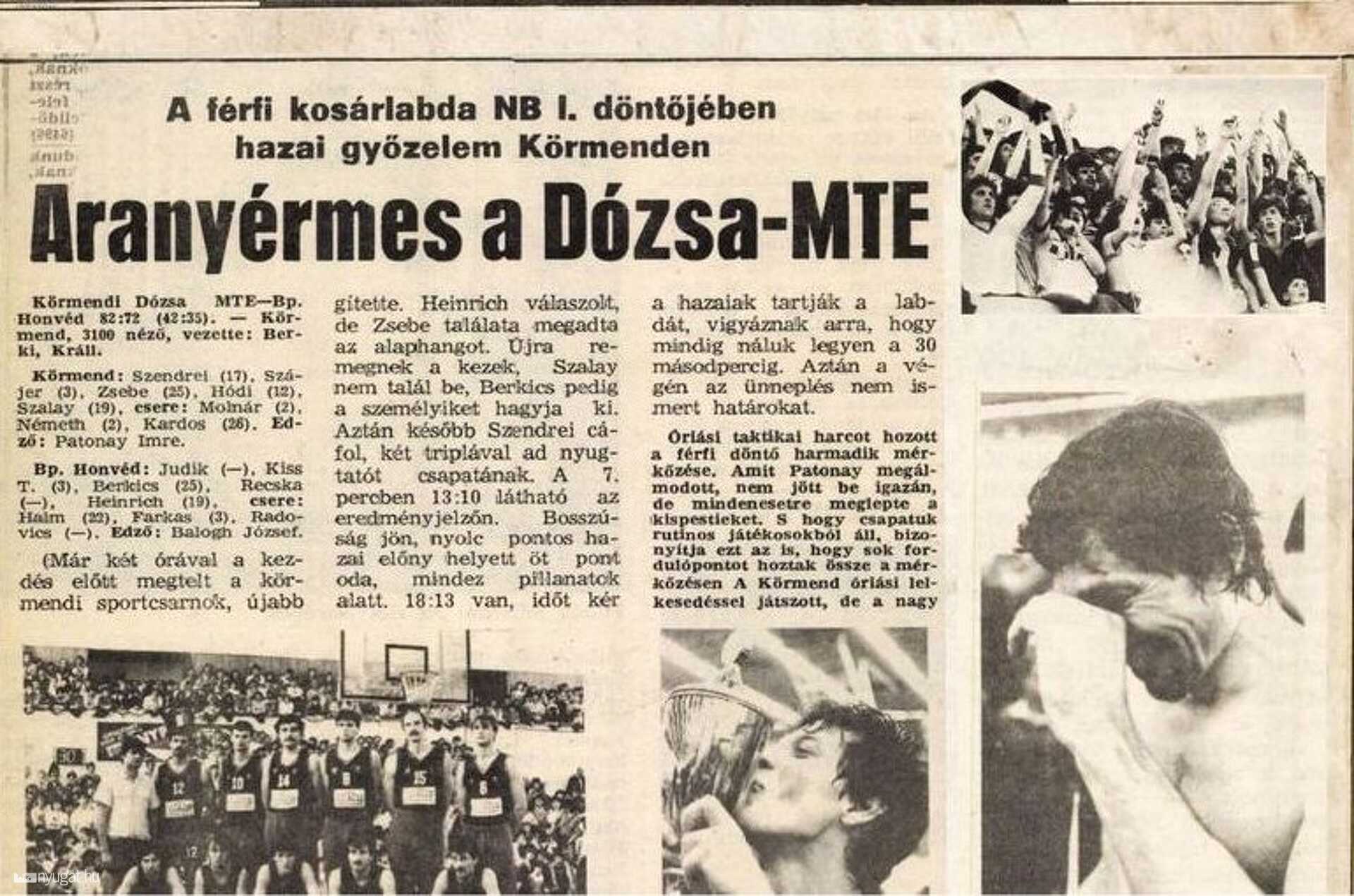 A Körmend első bajnoki aranya