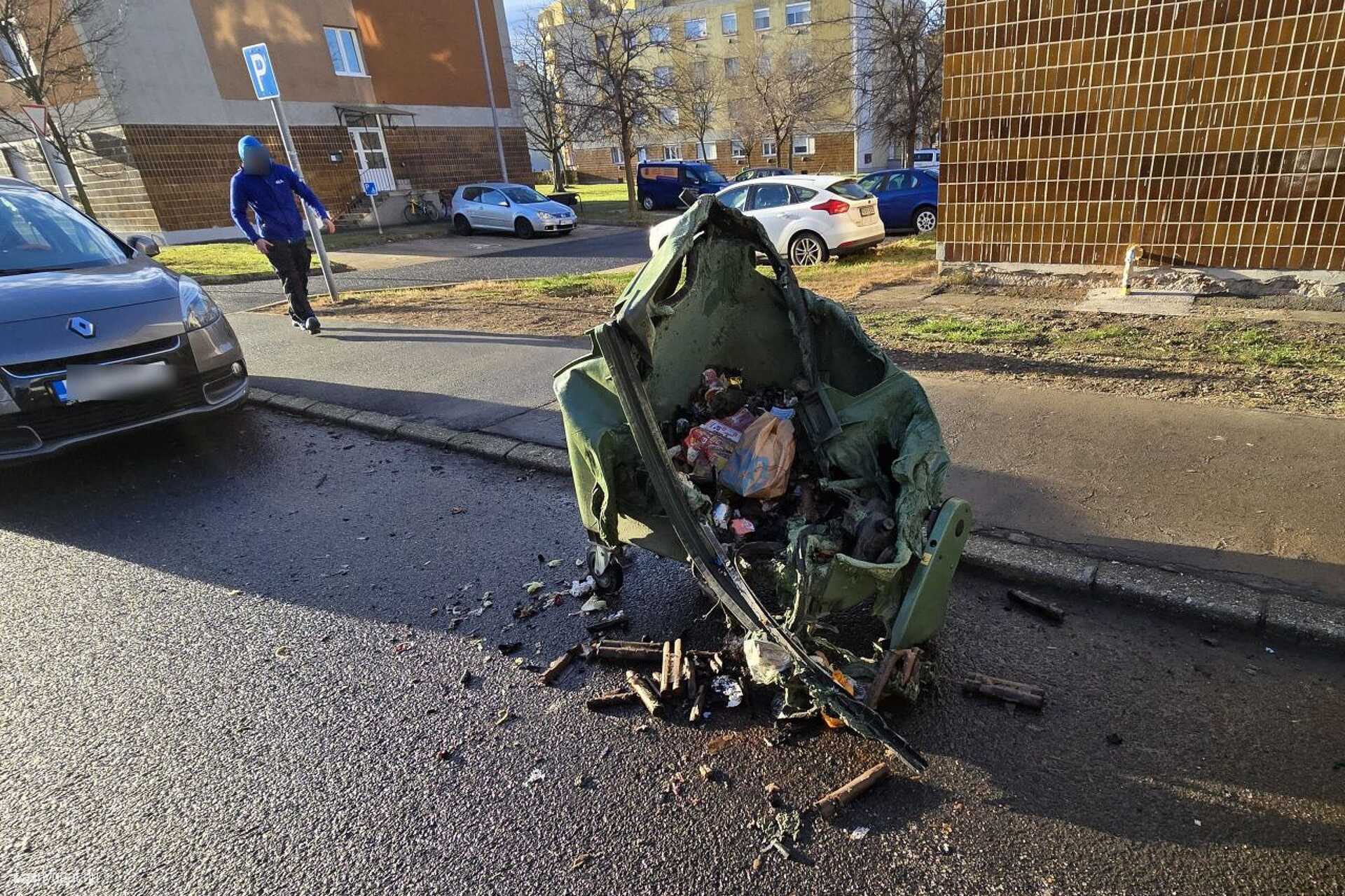 Kiégett kuka a szombathelyi Jászai Mari utcában