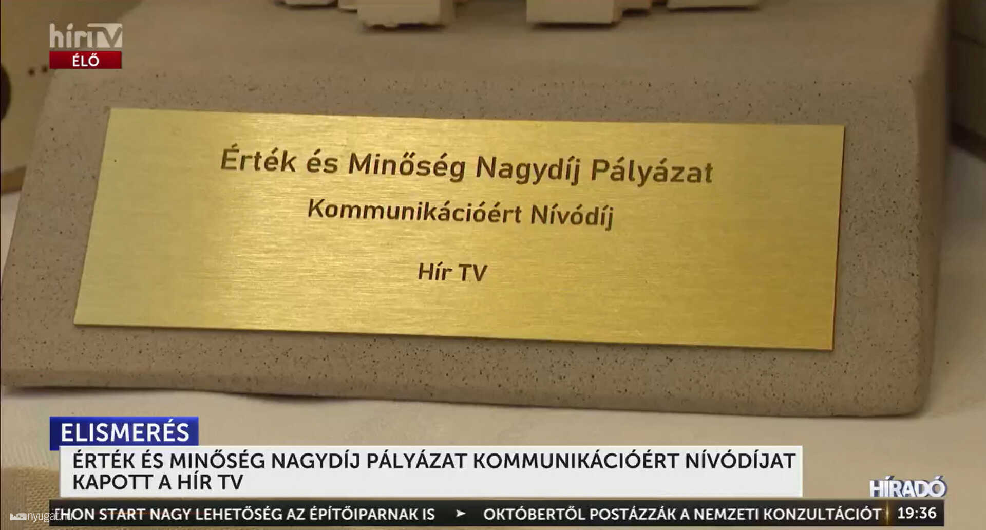 A Hír TV-t is díjazták