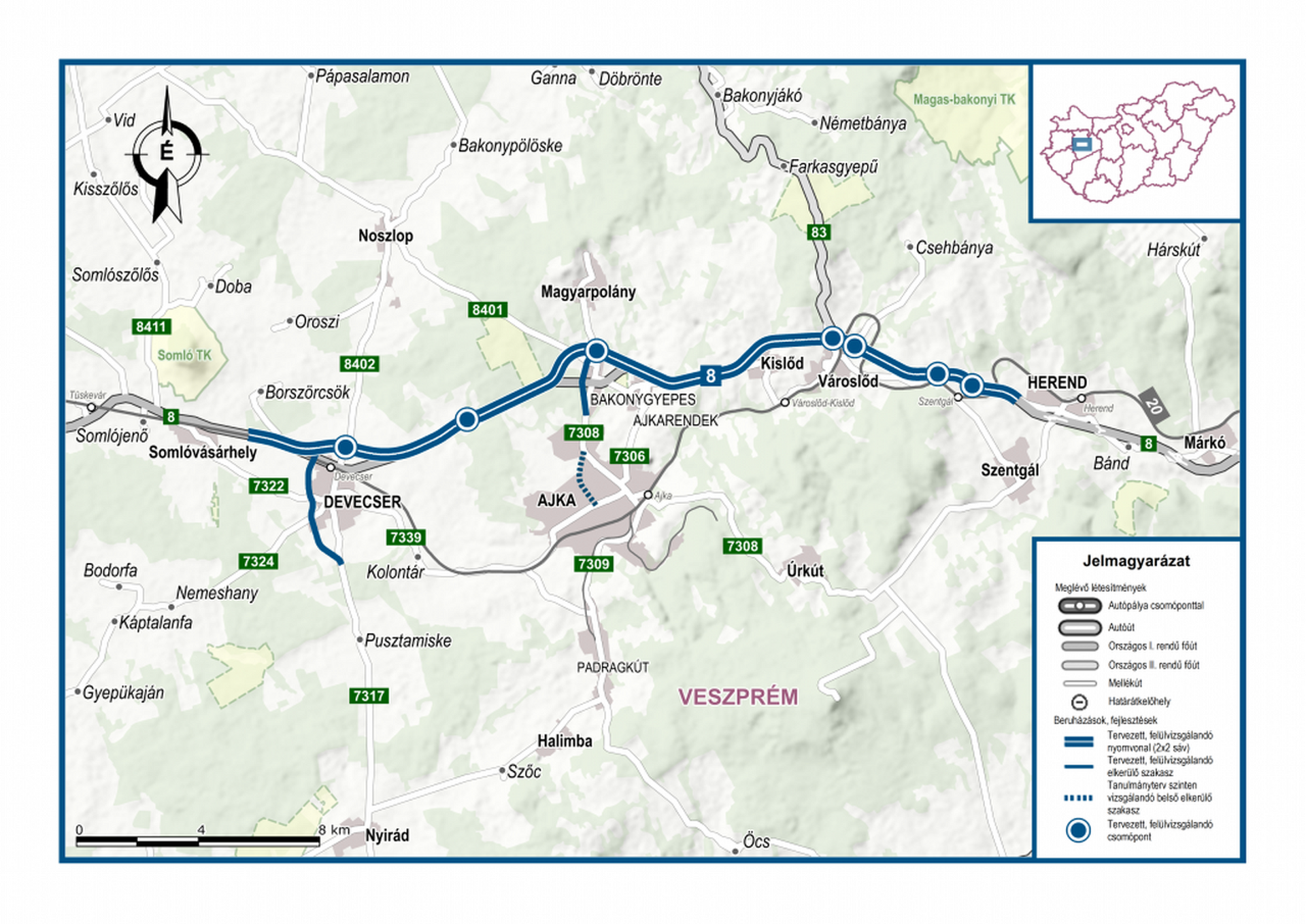 A 8-as tervei Devecser és Herend között