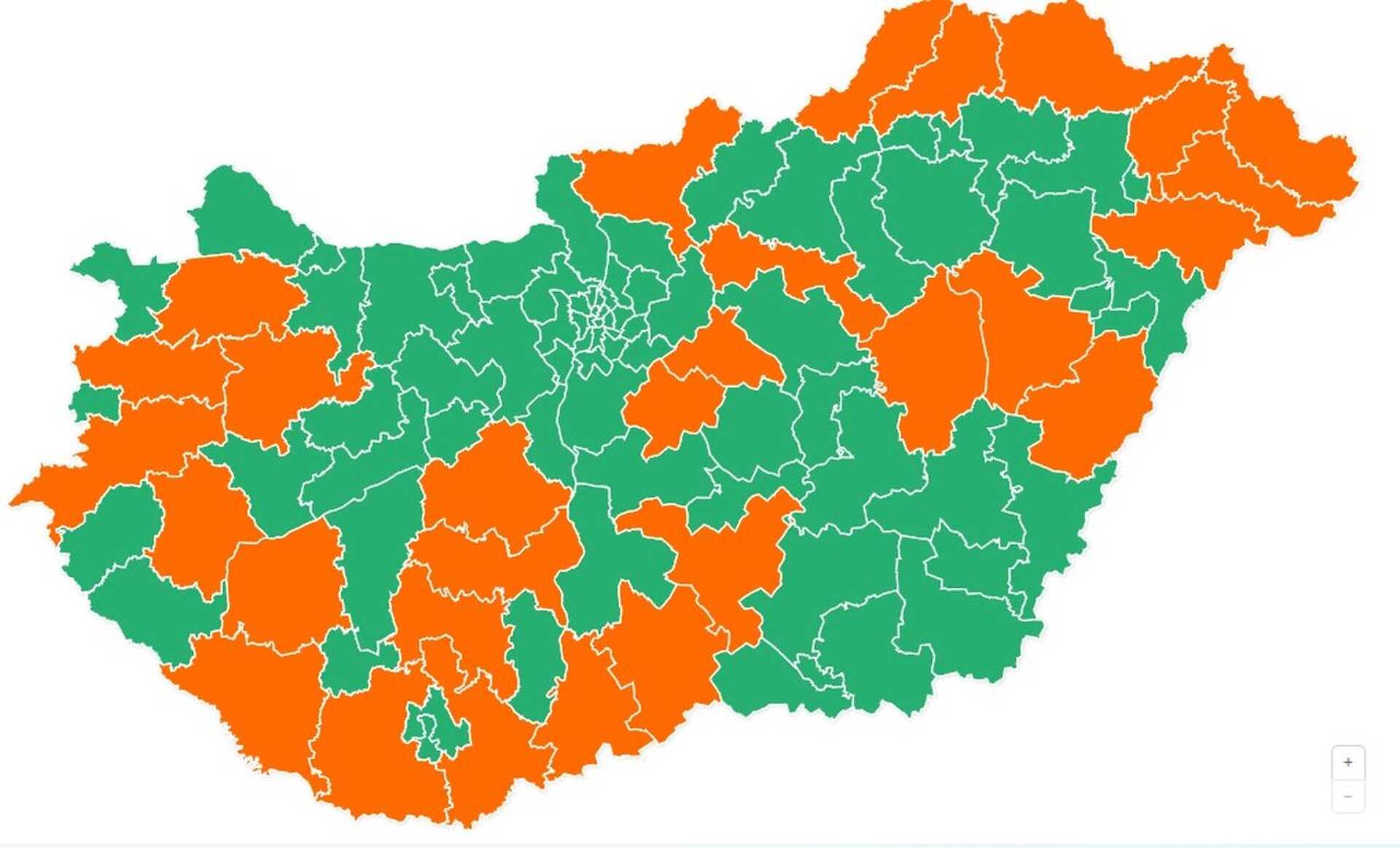 A 21 Kutatóintézet mandátumbecslésének eredménye, ha a Tisza 49, a Fidesz pedig 38 százalékot kapna listán, és más párt nem jutn