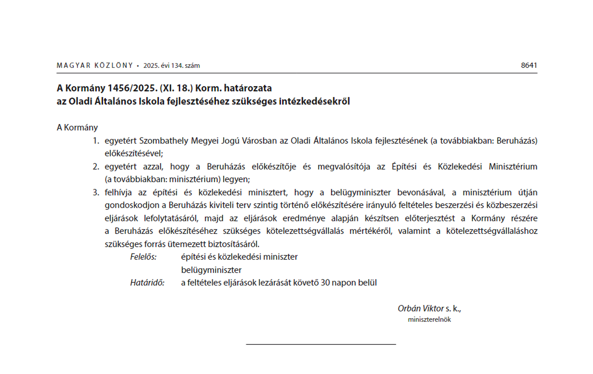 A Magyar Közlöny vonatkozó passzusa