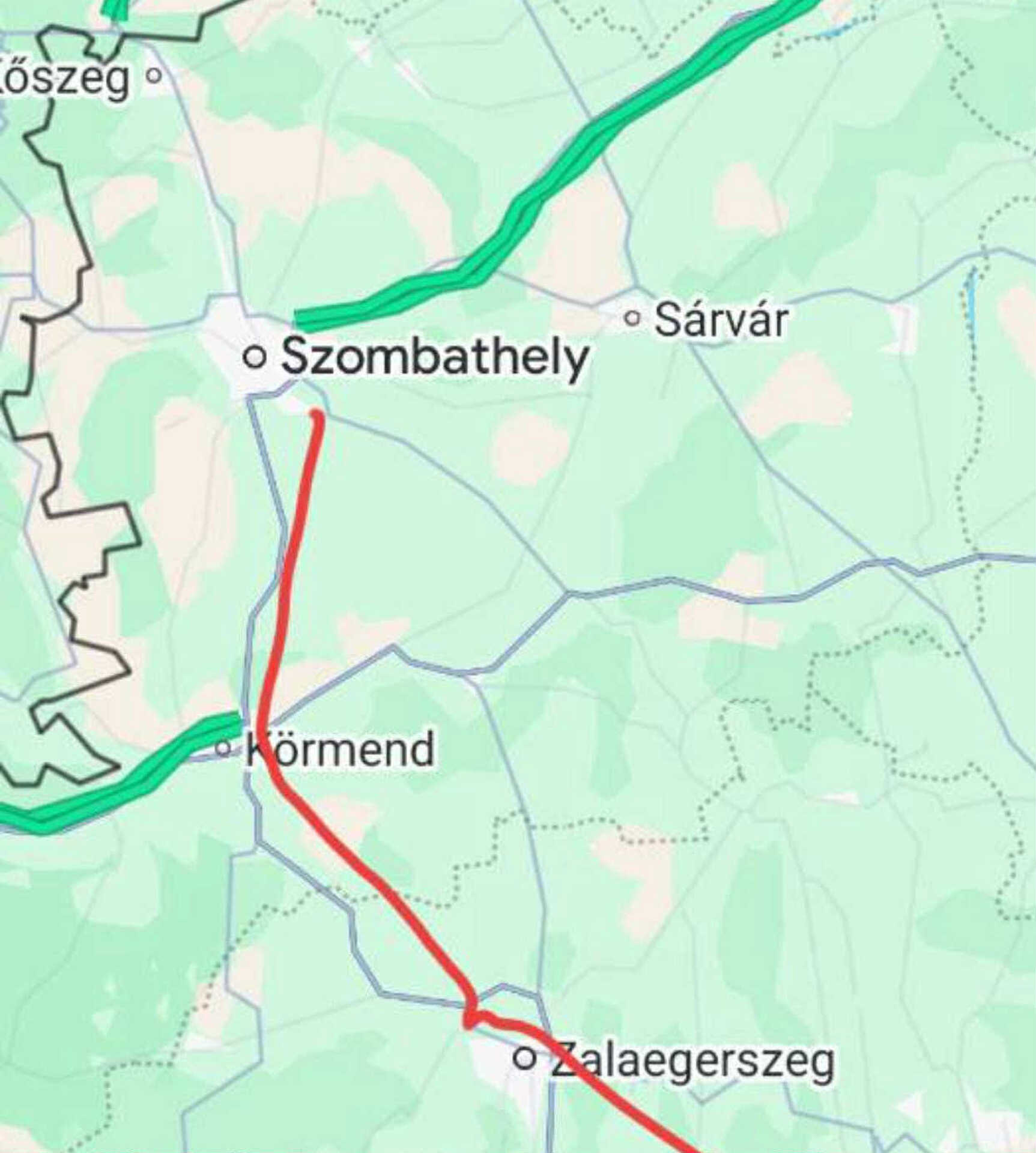 Térkép az új M86-os nyomvonalról