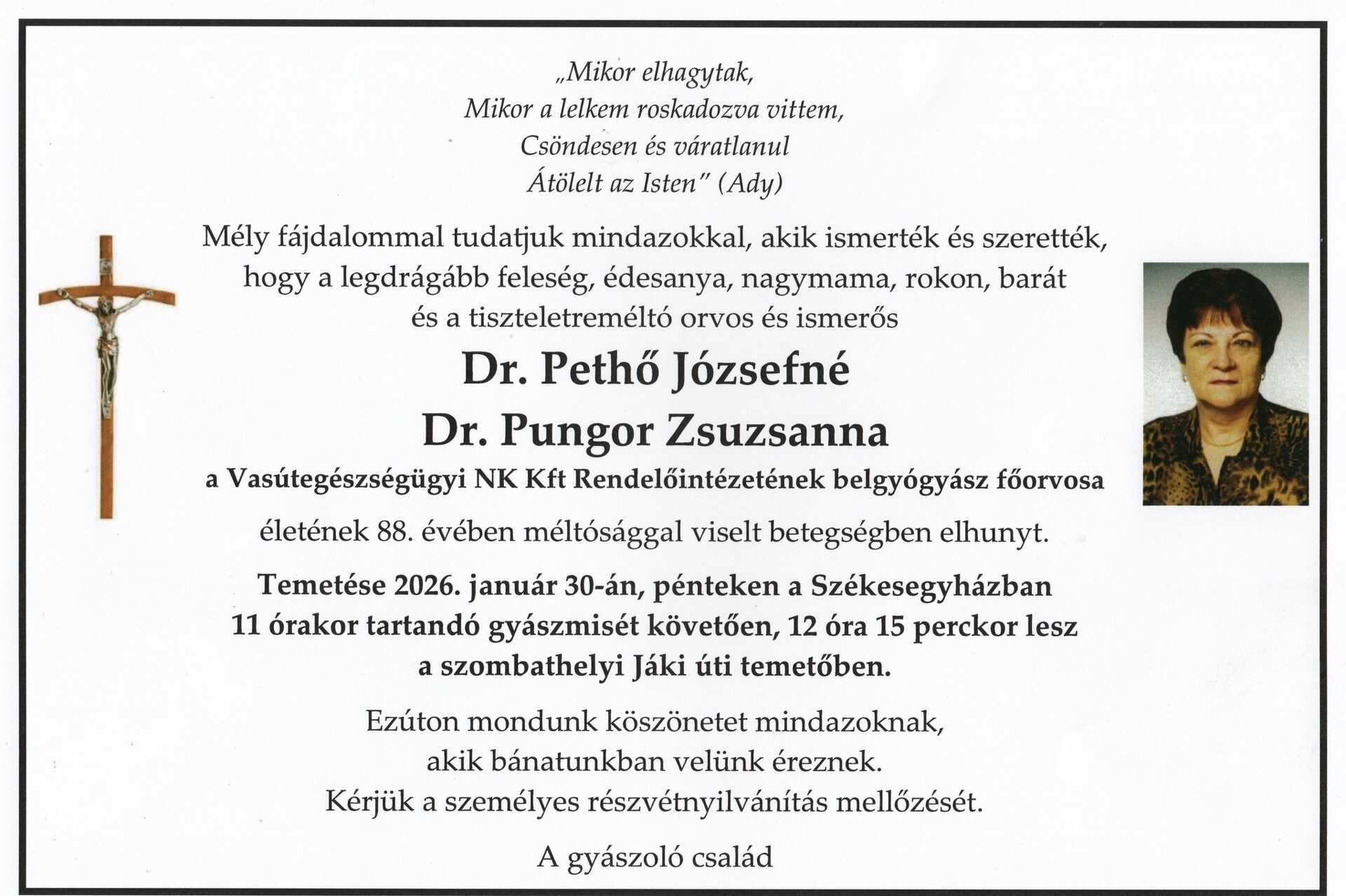 Dr. Pethő Józsefné Dr. Pungor Zsuzsanna