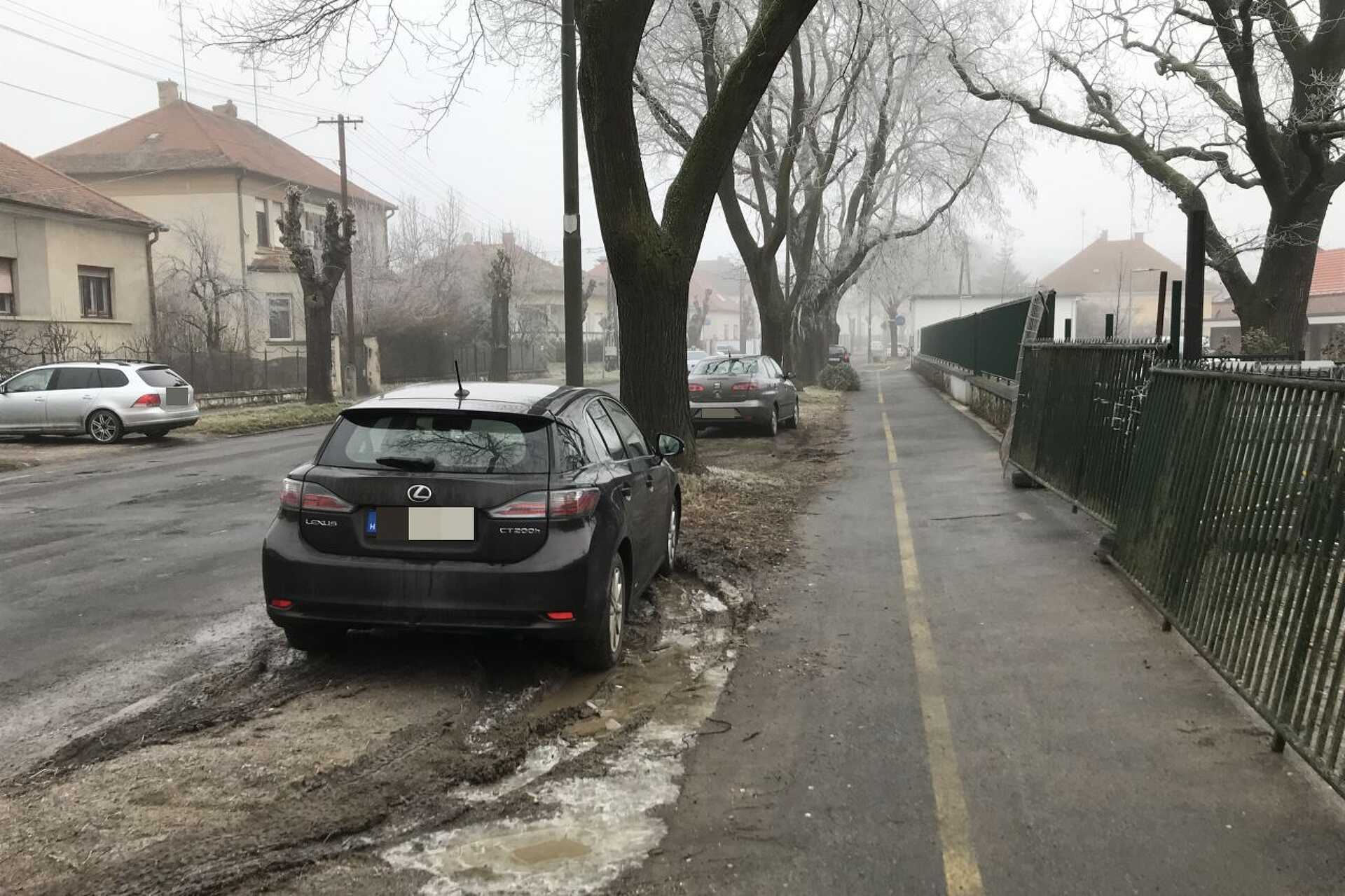 Parkoló autók a zöldön a Horváth Boldizsár körúton