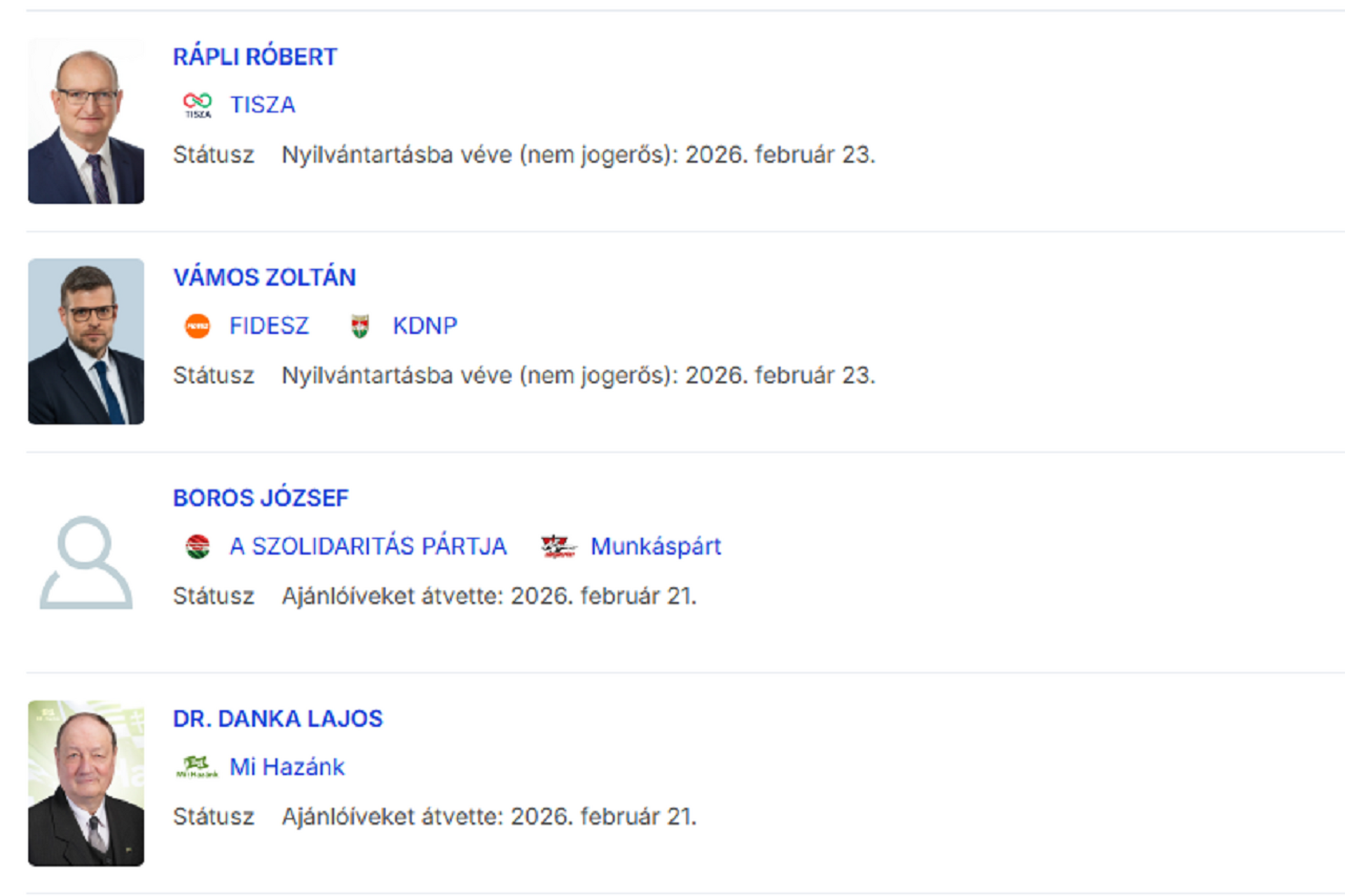 Boros József már napokkal ezelőtt átvette az ajánlóíveket