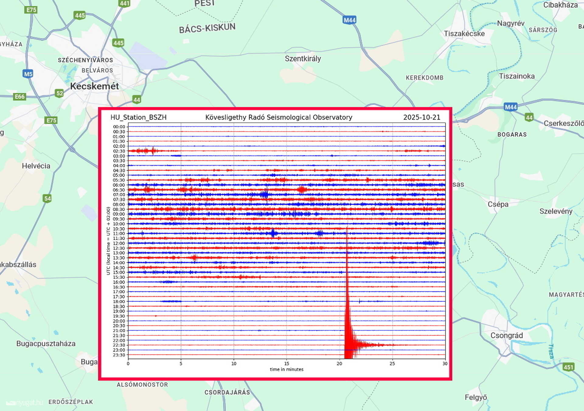 Földrengés volt Csongrád térségében