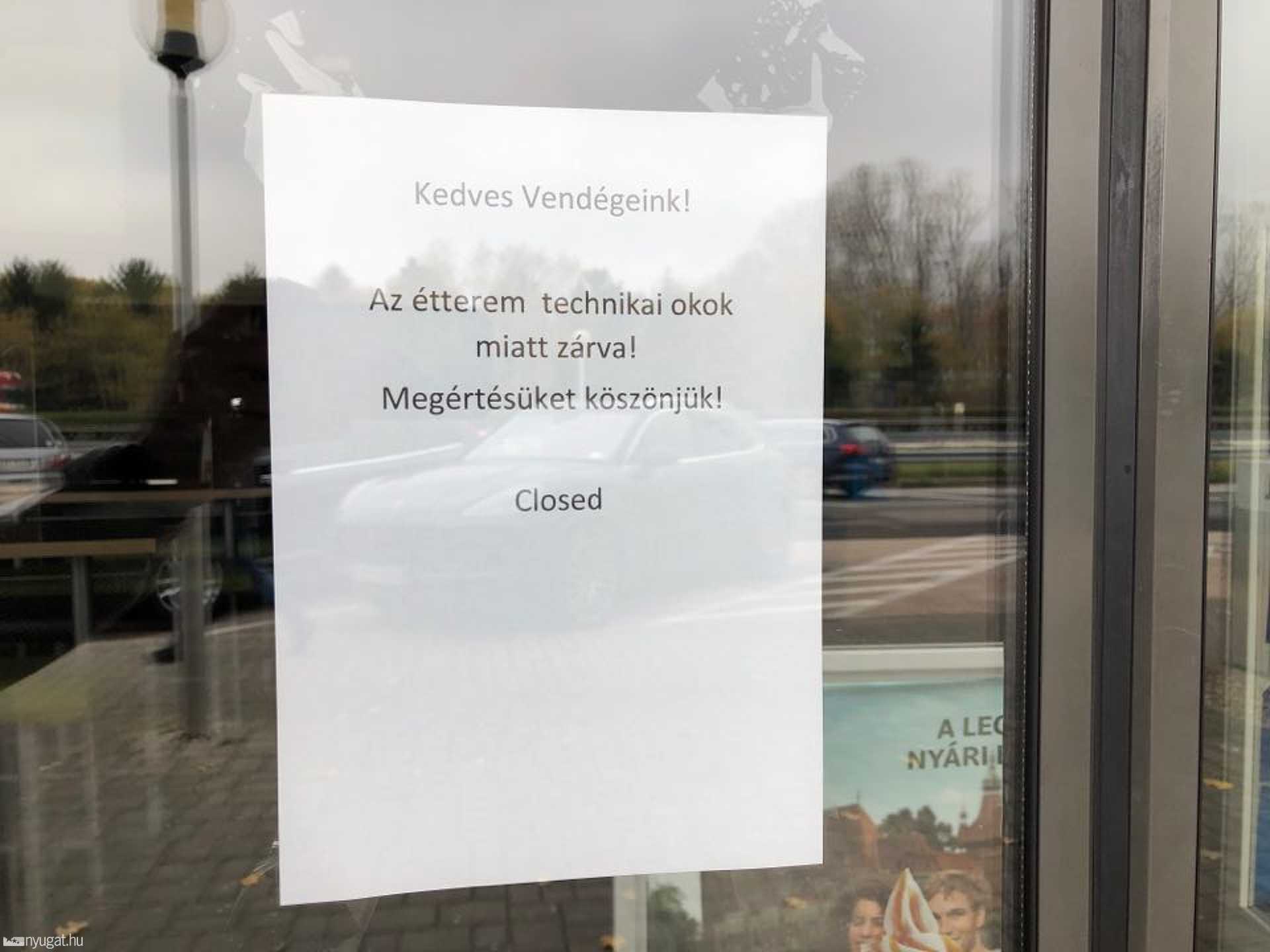 Bezárt a Mcdonald's Vas megyében