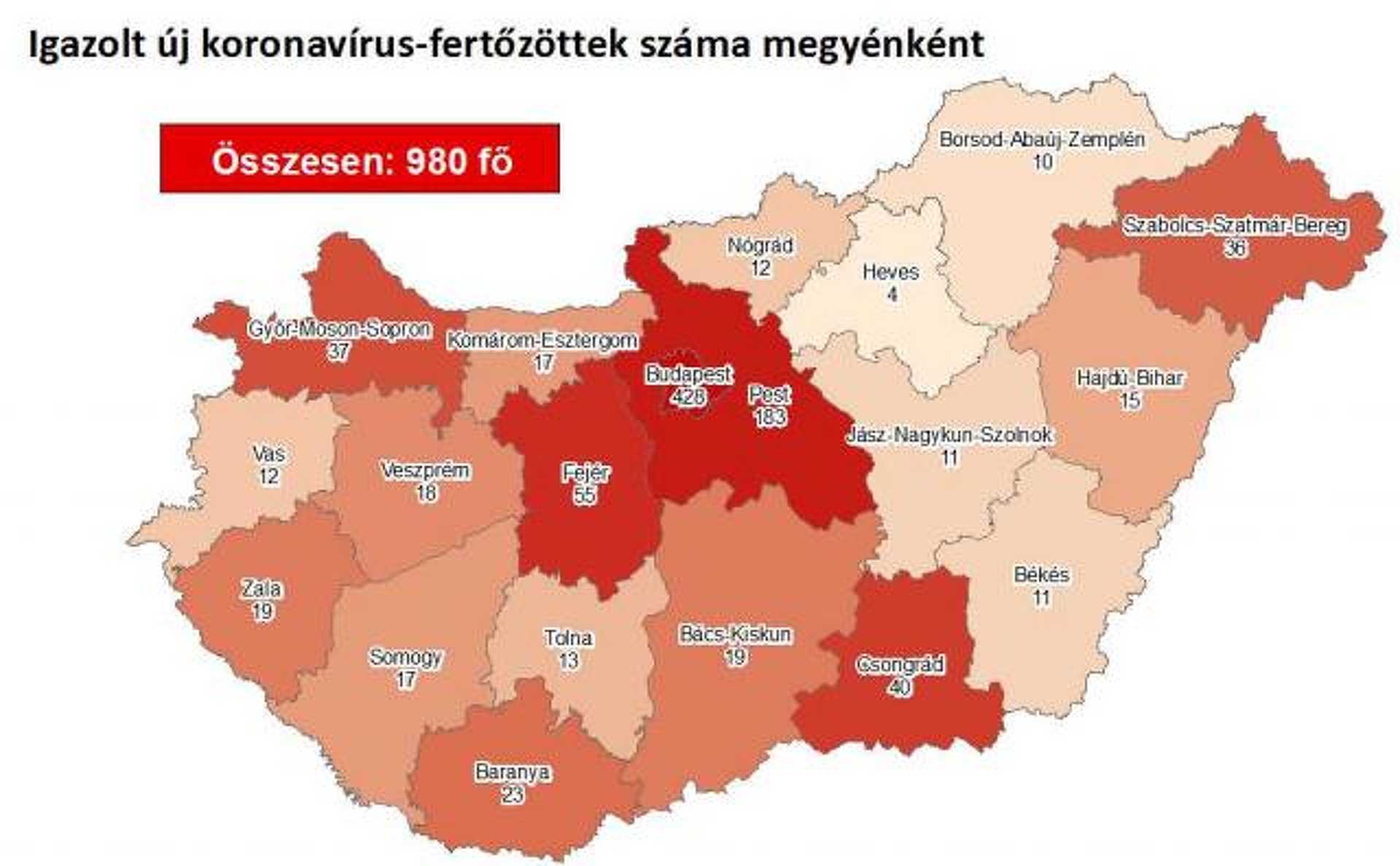 Állami térkép a fertőzöttségről április 9-én
