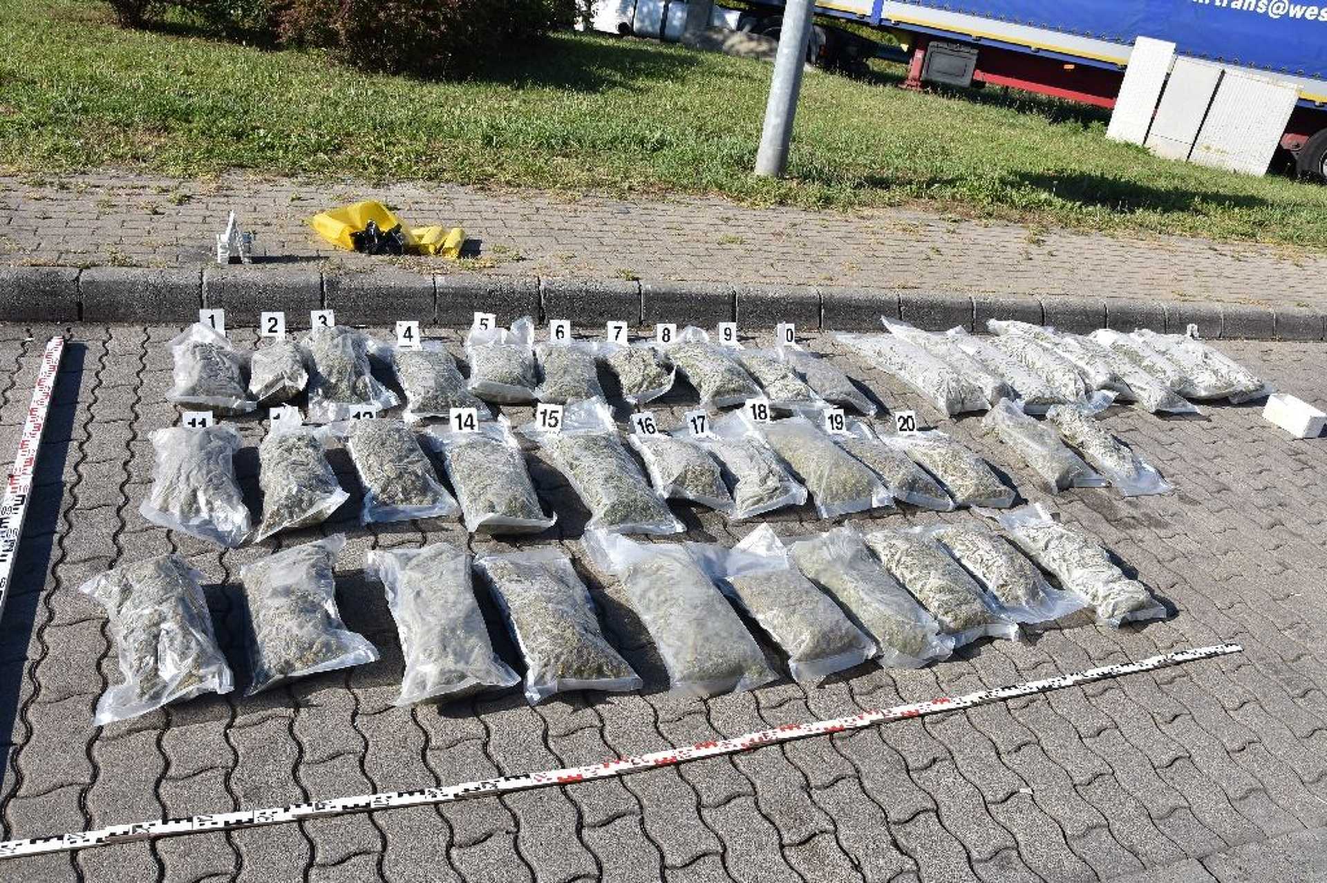 Több mint 50 kiló marihuánára bukkantak egy magyar kamionban az M7-es zalai részén