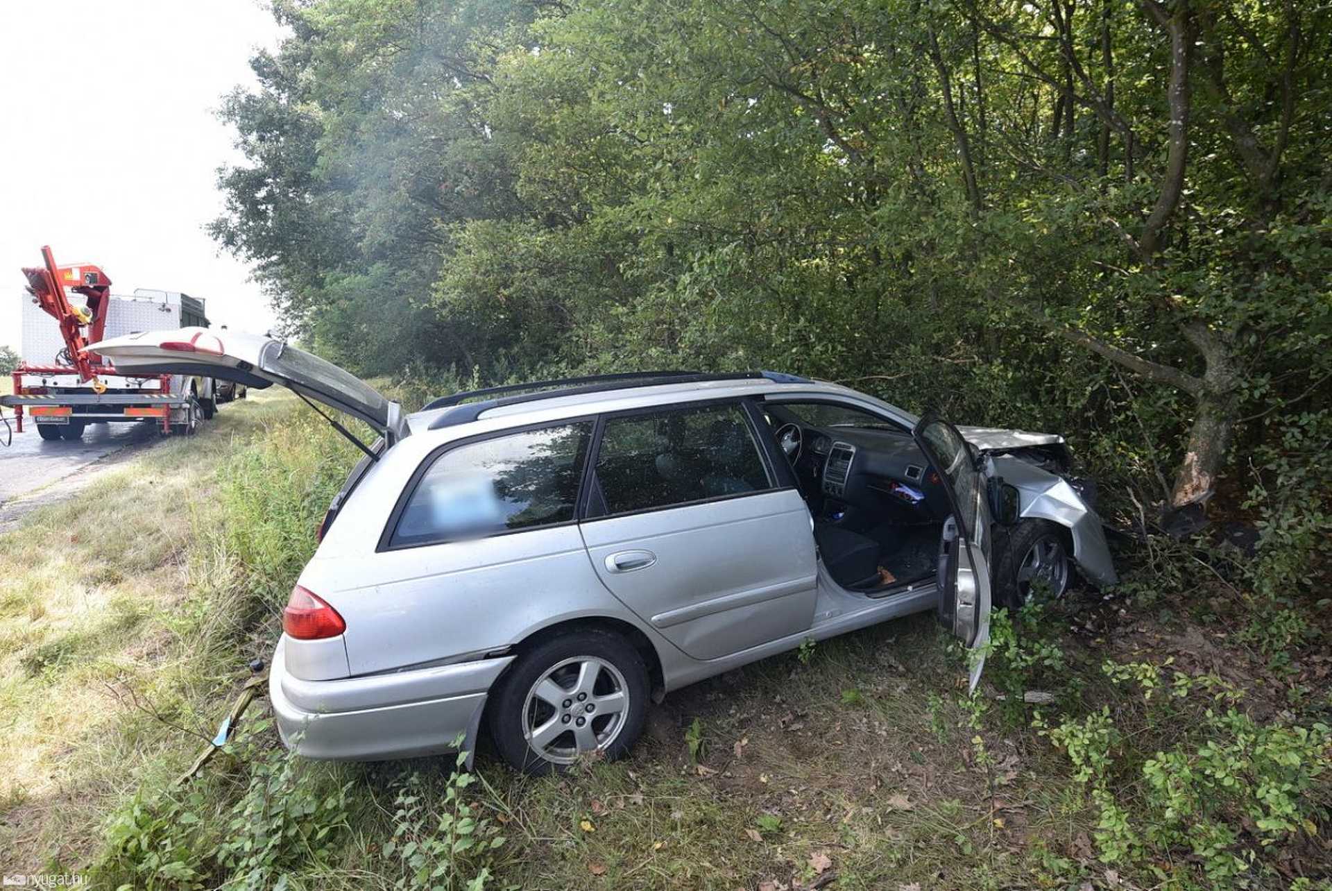 Fának ütközött egy autó a Pannonia-Ring mellett 