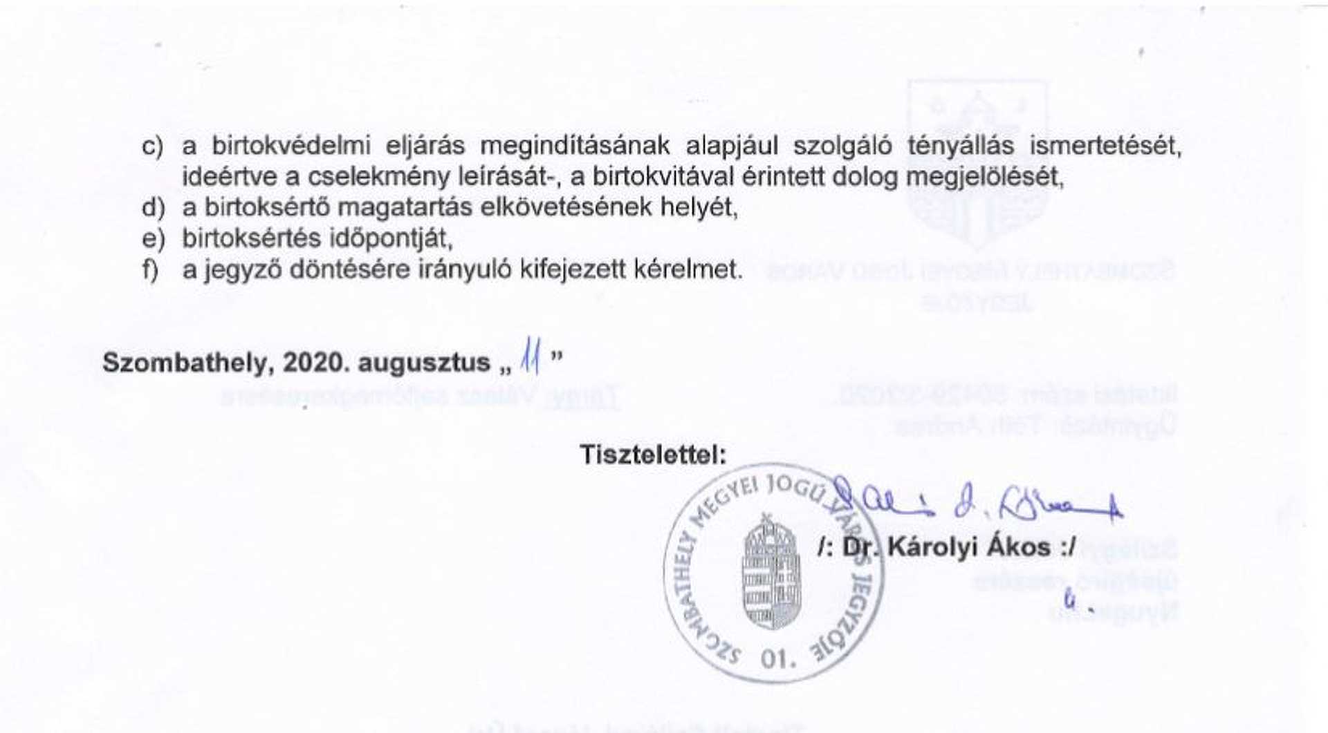 A jegyző levele a Parkerdőről 