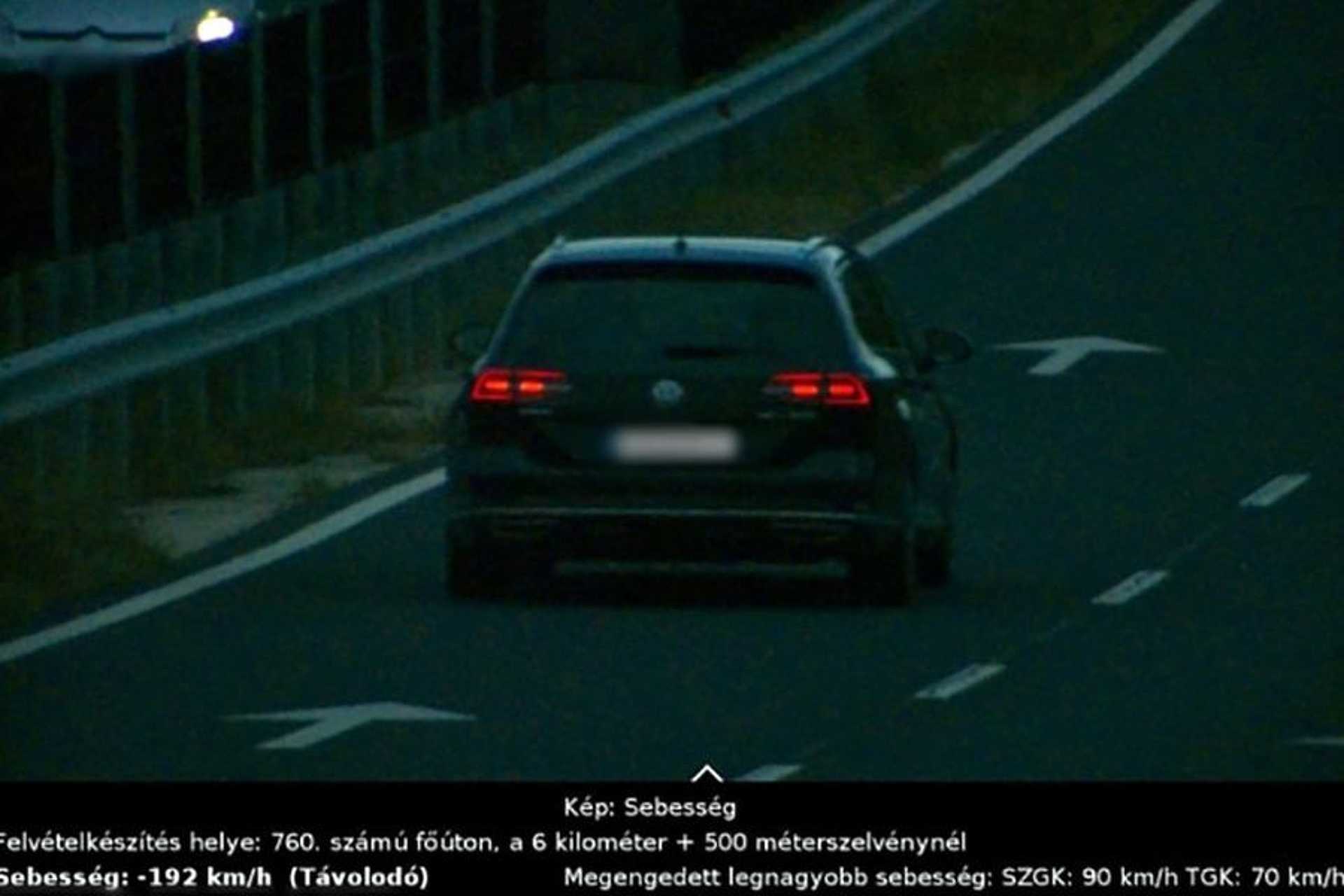 Gyorshajtás 192 km/h-val Zalában