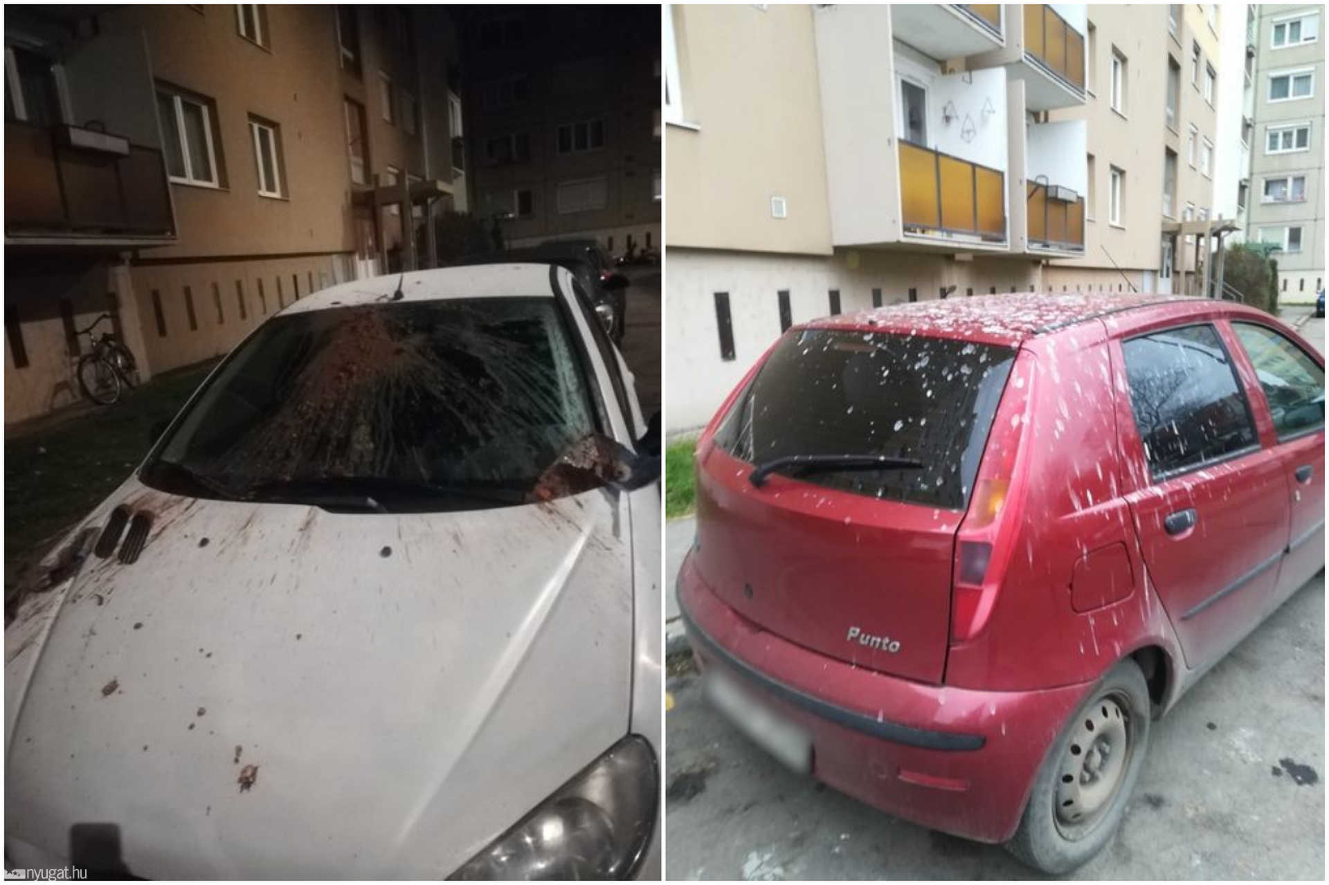 Autókkal kajacsatázik valaki a szombathelyi Bem utcában