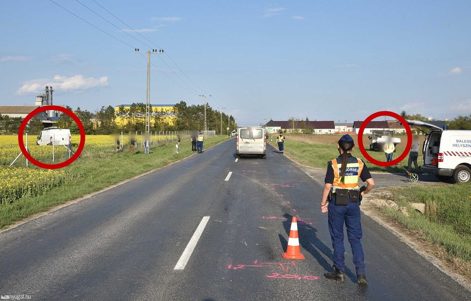 Mindkét jármű letért az útról az ütközés után Szombathely és Vép között