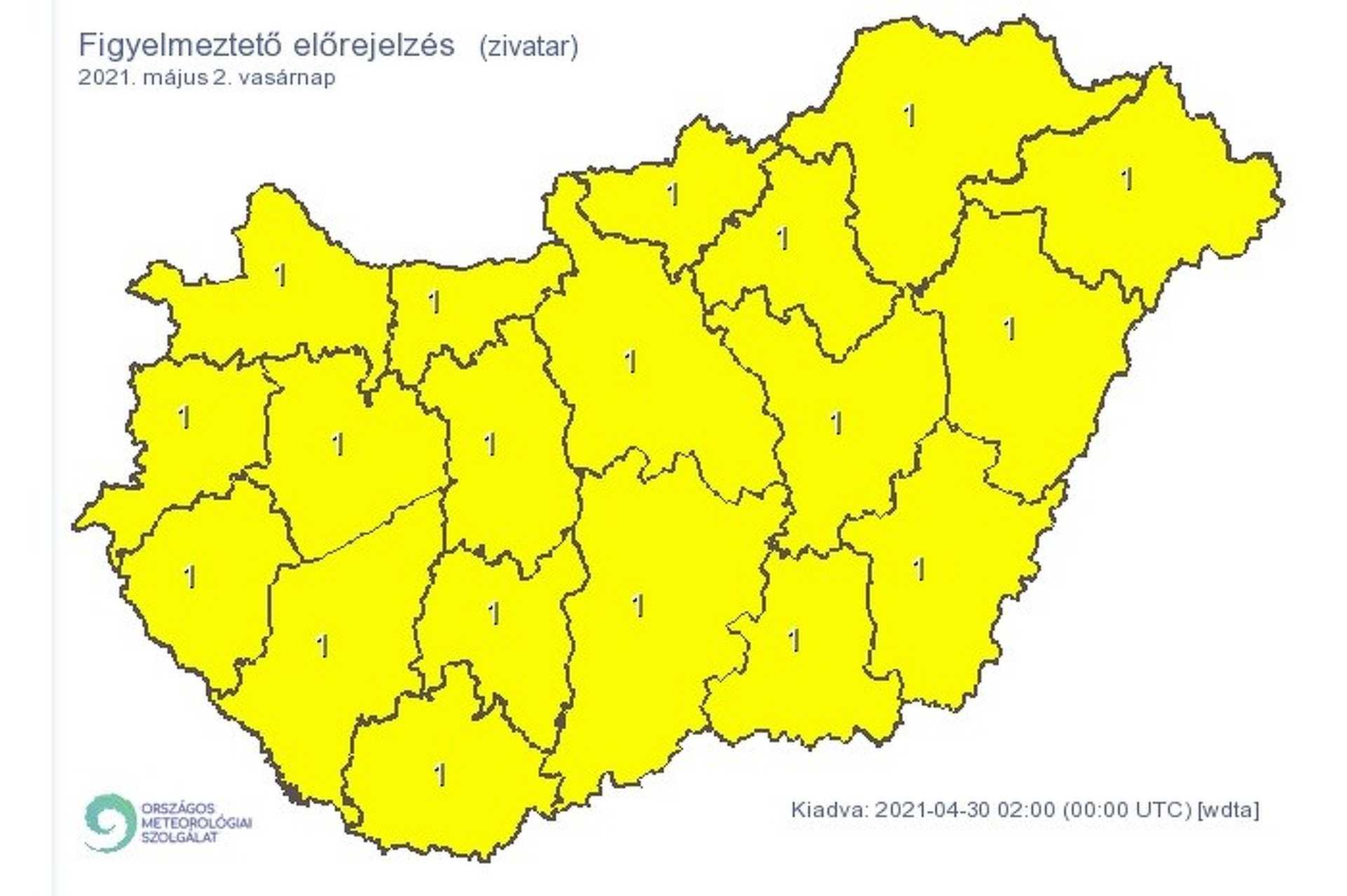 Egész hétvégére elsőfokú riasztás van érvényben a zivatarok miatt.