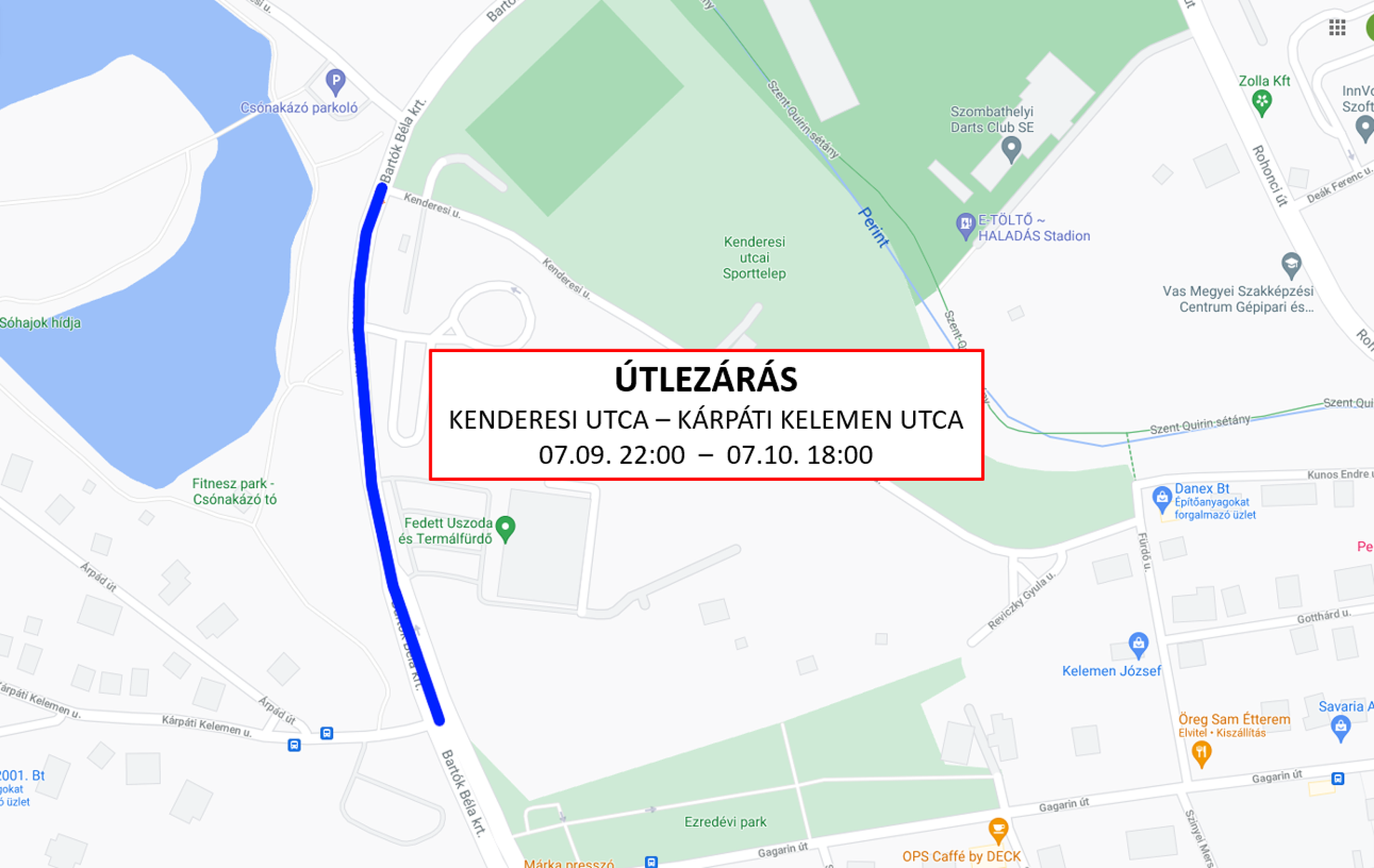 Útlezárások, elterelések a Vasi Vasember miatt