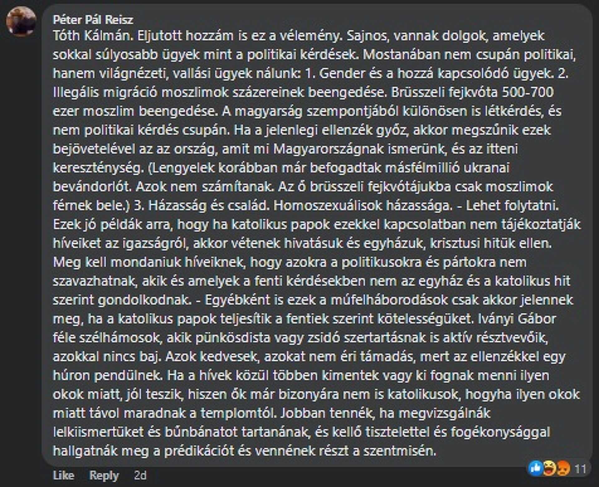 A Sümegi Ferences Rendház vezetőjének kommentje