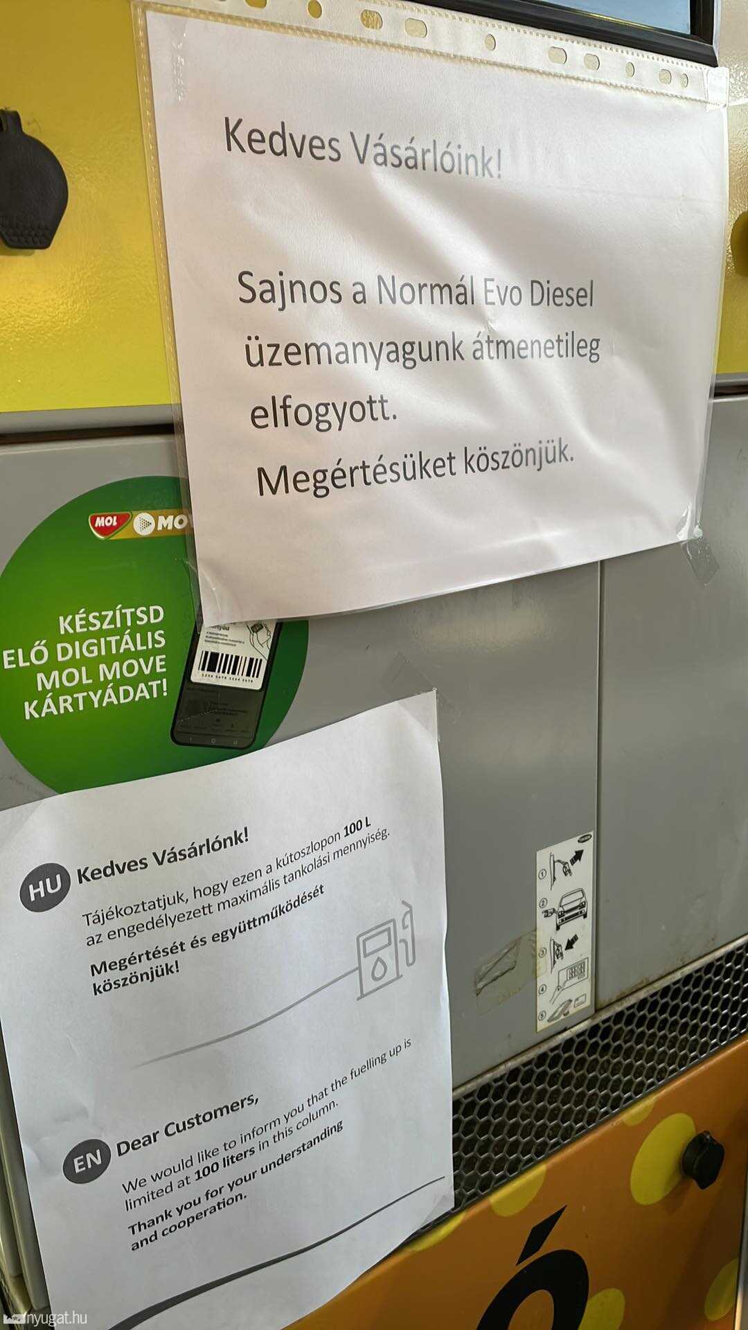 Elfogyott a dízel egy Szombathelyi benzinkúton