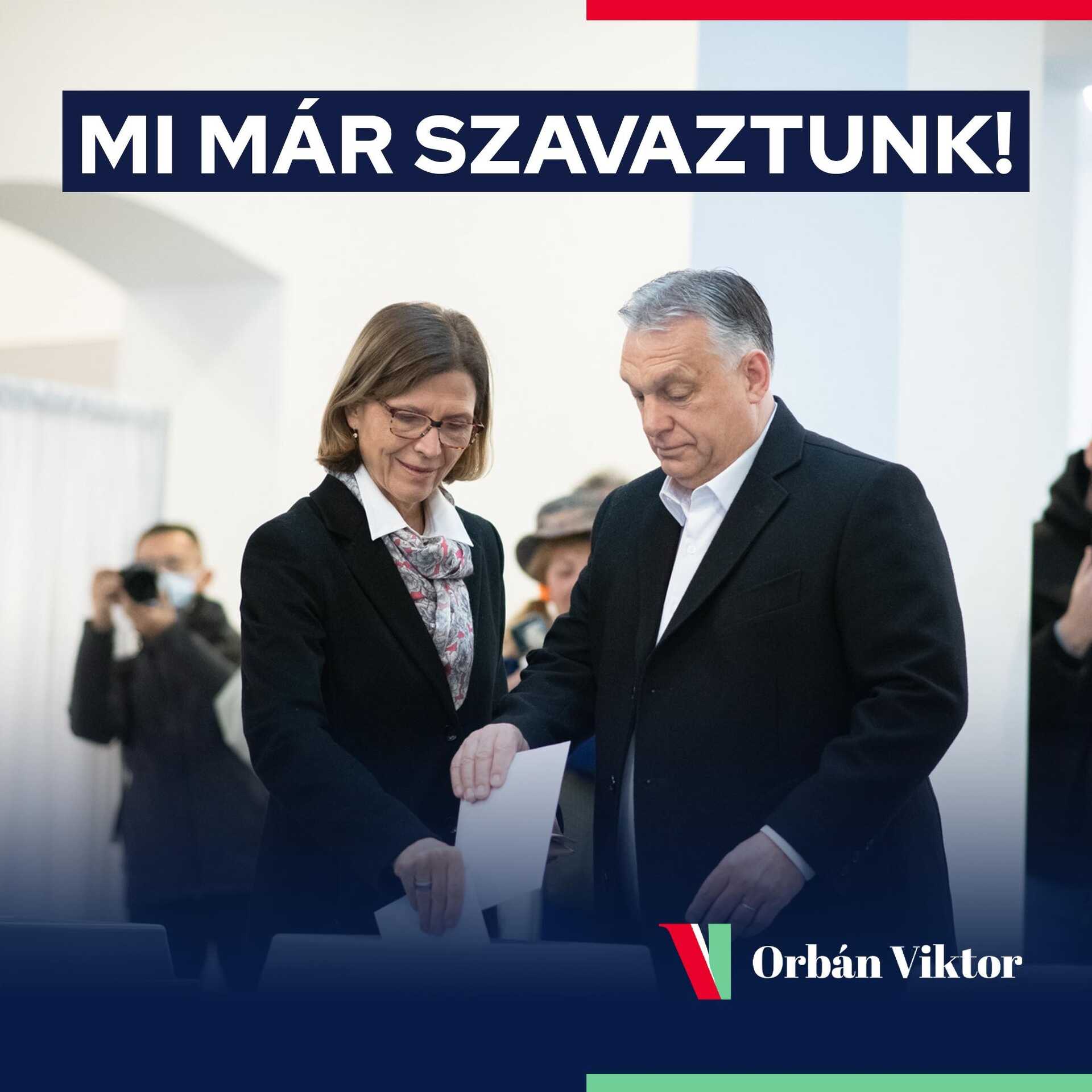 Orbán Viktor és Lévai Anikó szavaz