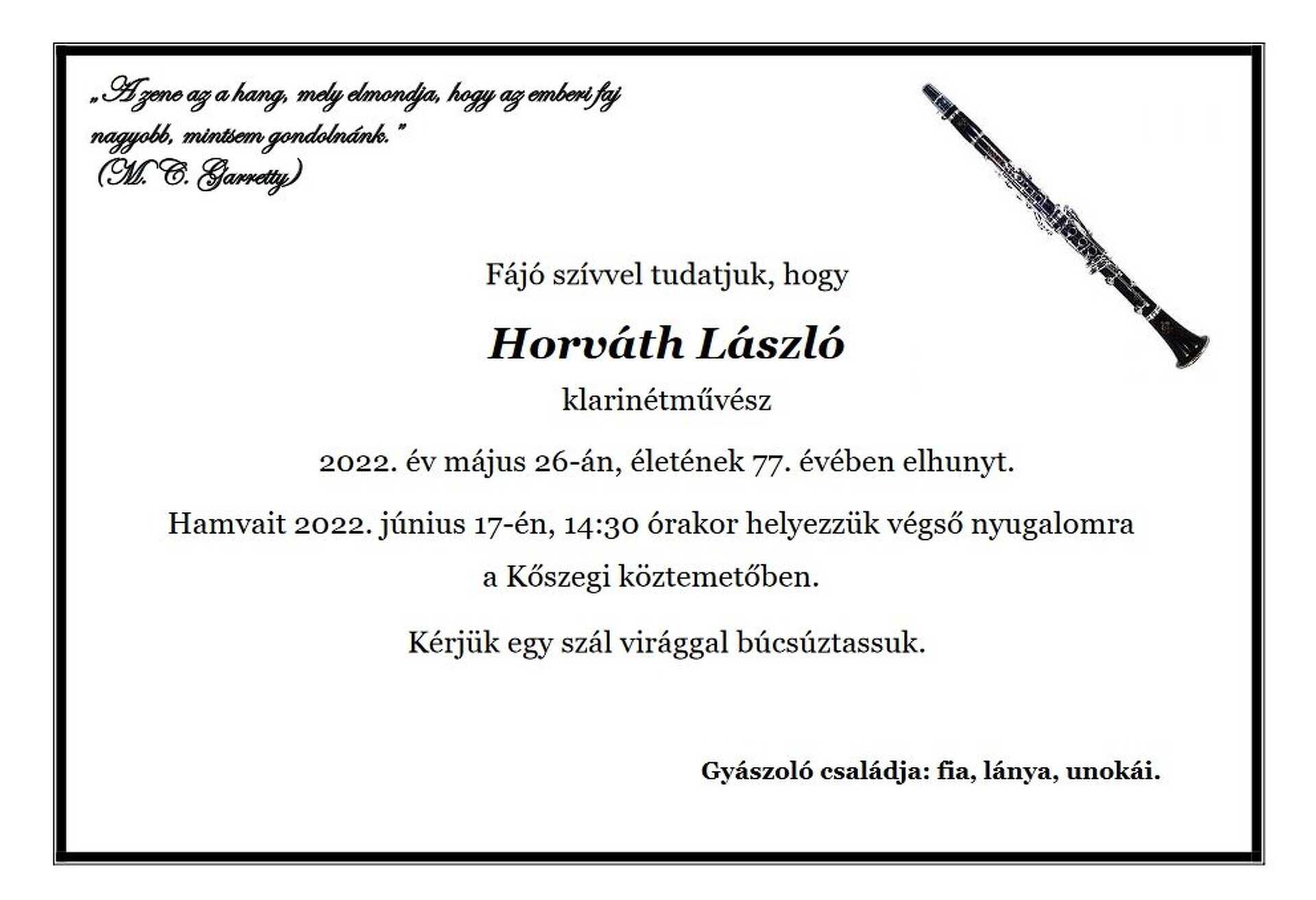 Elhunyt Horváth László
