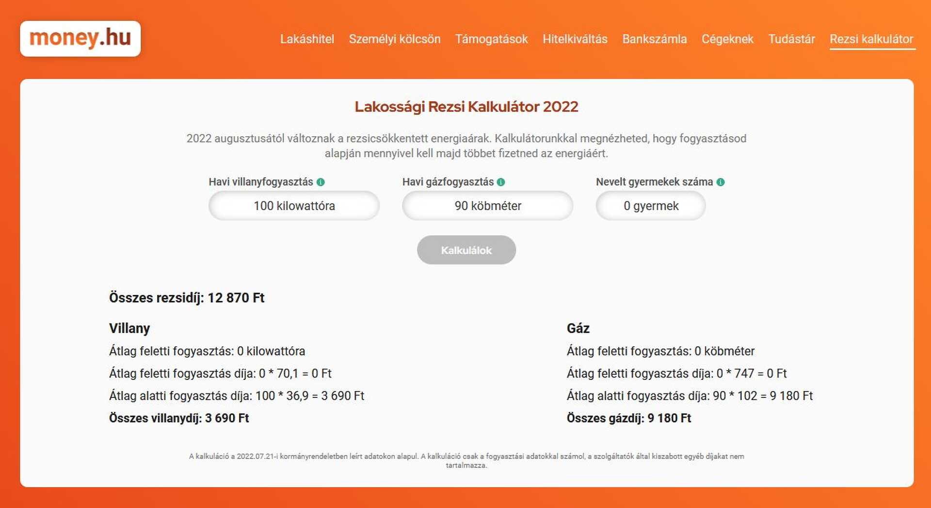 A képre kattintva a money.hu kalkulátora jön be
