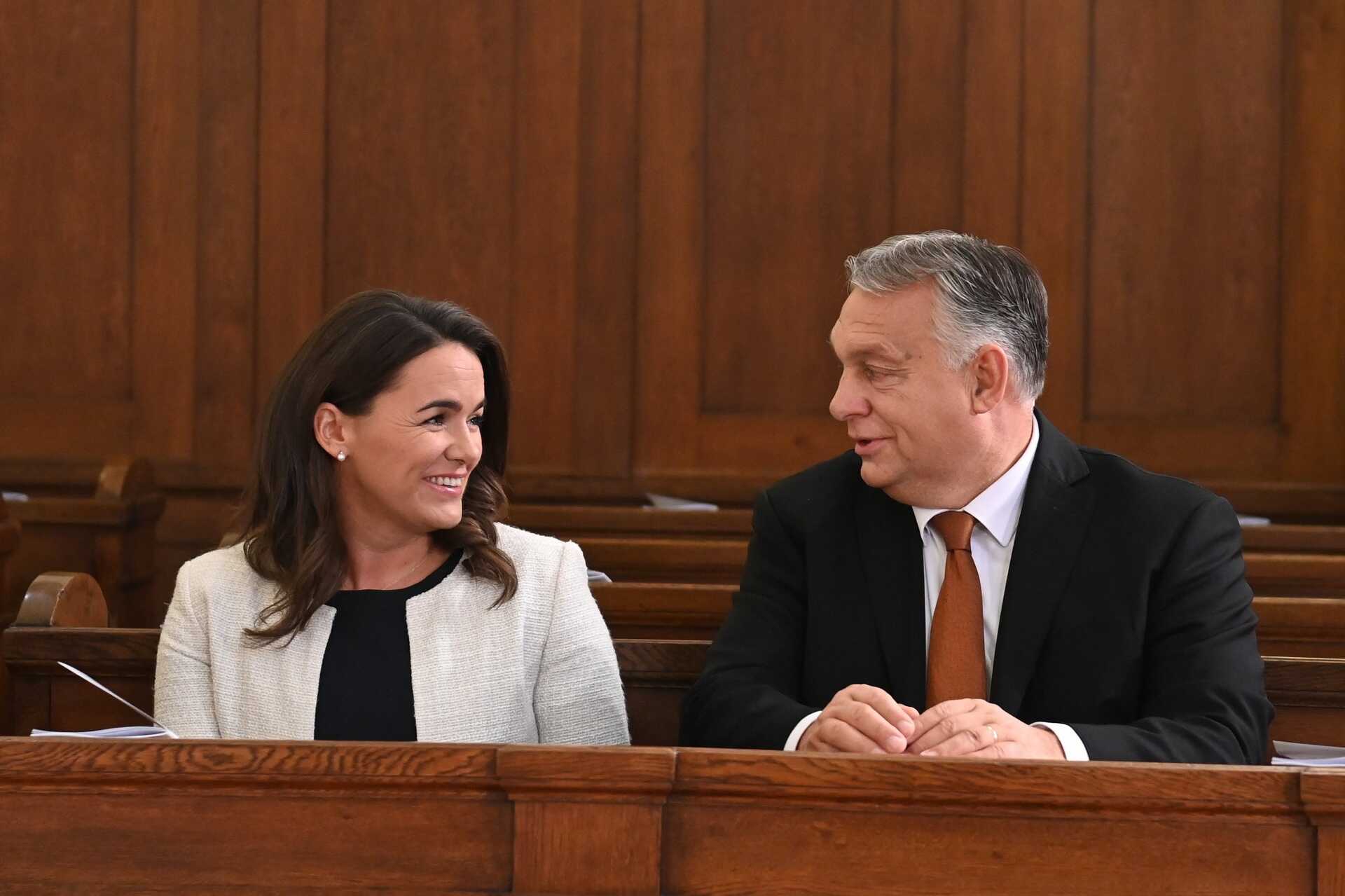Novák Katalin köztársasági elnök és Orbán Viktor miniszterelnök