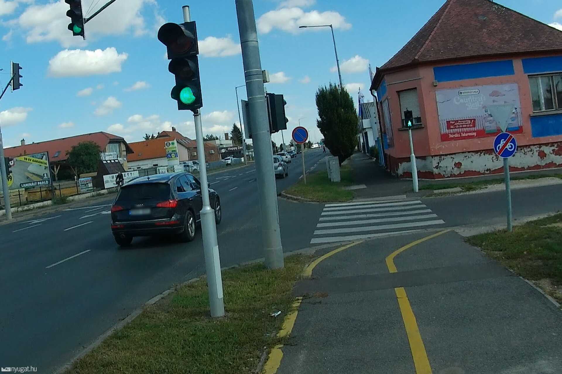 Kerékpárút-tervezési anomália - Puskás Tivadar utca, Szombathely